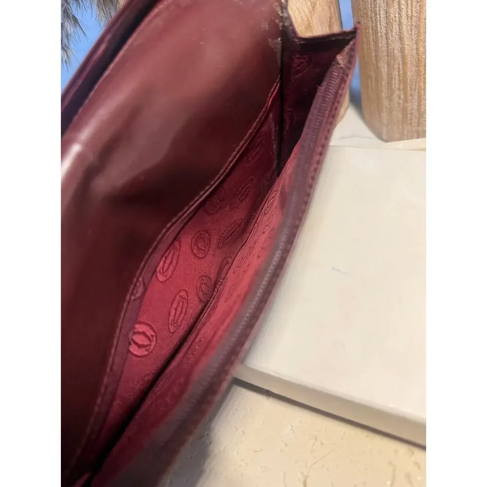 Vintage Must de Cartier Burgundy Leather Long Bifold Checkbook Wallet